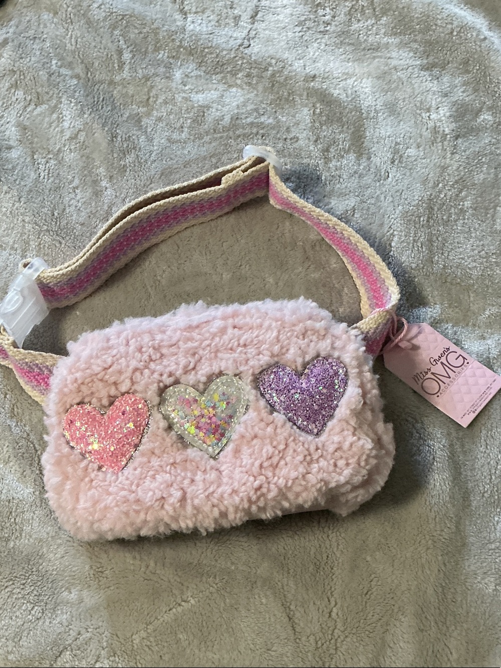 L.O.L. Surprise! Pink Fuzzy Heart Glitter Waist Bag